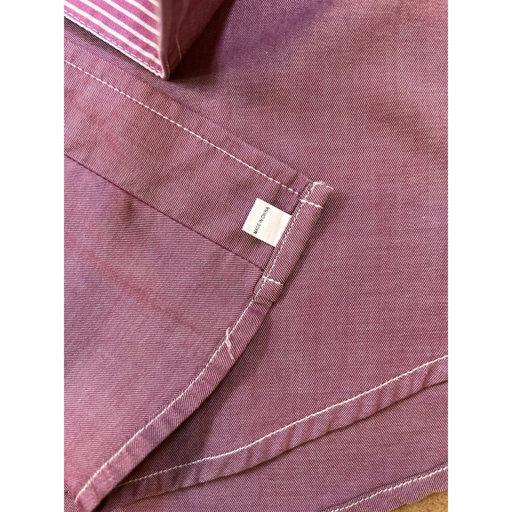 Luchiano Visconti 2-Ply Cotton Long Sleeve Shirt Mens Medium Iridescent Burgundy - Picture 14 of 16